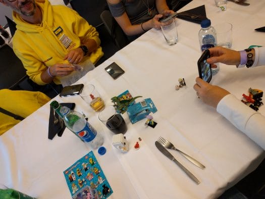 Playing with our toys during dinner