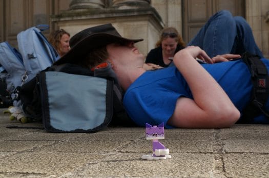 Toy photographers taking a nap